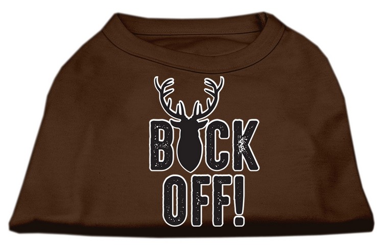 Buck Off Screen Print Dog Shirt Brown XXL